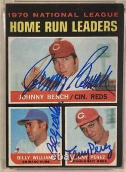 1971 Topps Johnny Bench Perez HOF Signed Baseball Card PSA/DNA Certified Auto