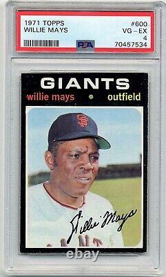 1971 Topps San Francisco Giants Willie Mays #600 Psa 4 Vg-ex Hall Of Fame