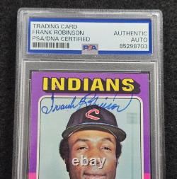 1975 FRANK ROBINSON Signed Topps Card-HALL OF FAME-BALTIMORE ORIOLES-PSA