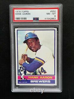 1976 Topps HANK AARON card #550 PSA 8 Brewers Hall of Fame Perfect Centered