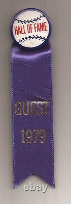 1979 Baseball Hall of Fame Guest Pin / Ribbon Willie Mays, Hack Wilson, Giles