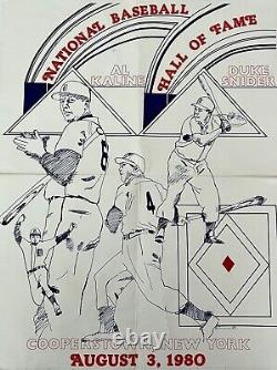 1980 Al Kaline & Duke Snider Baseball Hall Of Fame Induction Broadside Poster