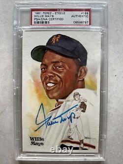 1981 Perez-Steele HOF Hall of Fame Willie Mays New York Giants Signed Auto PSA