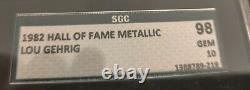 1982 Metallic Hall Of Fame Plaque Lou Gehrig SGC 10 GEM MINT POP 2