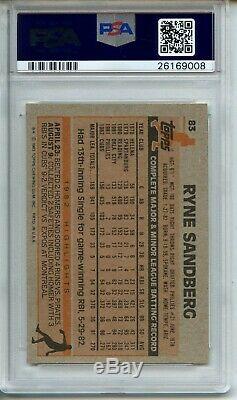 1983 Topps #83 Ryne Sandberg PSA 10 Mint Rookie Card Chicago Cubs Hall of Fame