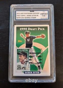 1993 Topps DEREK JETER 2021 HALL OF FAME POSTMARK BASEBALL Gehrig STAMP 1/2