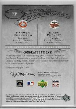 2005 UD Hall of Fame Harmon Killebrew Kirby Puckett Dual Auto 1/10 Upper Deck SP