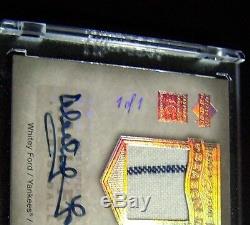 2005 UD Hall of Fame Platinum Whitey Ford AUTO Pinstripe Jersey 1/1
