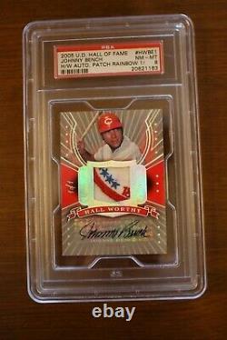 2005 Ud Hall Of Fame Johnny Bench H/w Auto Patch Rainbow 1/1 Psa 8