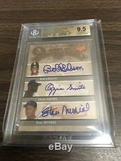 2005 ud HALL of fame STAN MUSIAL /20 auto GIBSON Ozzie Smith cardinals BGS 9.5