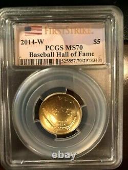 2014 3 Coin Baseball Hall of Fame Comm GOLD Silver Set PCGS MS70 First Strike