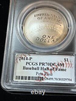 2014 Baseball Hall of Fame $1 Commemorative Coin Pete Rose Signed PCGS PF70DCAM