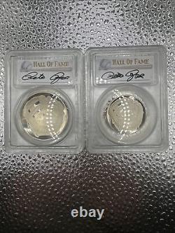 2014 Baseball Hall of Fame Silver $1 And 50C Pete Rose Autos PR69DCAM