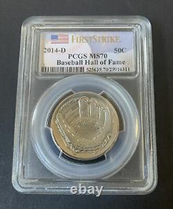 2014-D Baseball Hall of Fame 50c First Strike PCGS MS70 Silver Mint