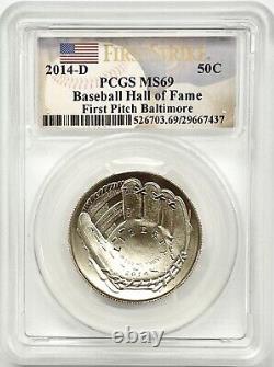 2014 D Baseball Hall of Fame First Pitch Baltimore 50c PCGS MS69 First Strike