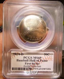 2014-D Baseball Hall of Fame Half Dollar PCGS MS69 Signed ANDRE DAWSON