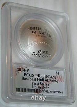 2014-P $1 PCGS PR70 DCAM FIRST STRIKE Nolan Ryan Baseball hall of Fame RaRe Coin