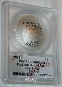 2014-P $1 PCGS PR70 DCAM FIRST STRIKE Nolan Ryan Baseball hall of Fame RaRe Coin