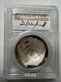 2014-P $1 Silver Baseball Hall of Fame, Dave Winfield signed, PCGS PR70 Pop 137