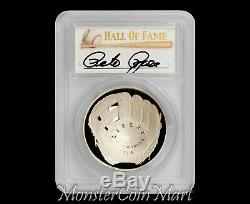 2014-P $1 Silver Baseball Hall of Fame PCGS PR70DCAM PETE ROSE AUTOGRAPHED