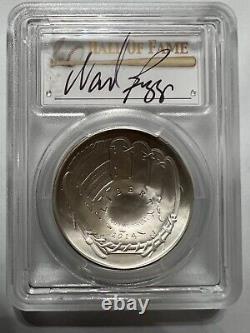 2014 P BASEBALL HALL OF FAME 1oz SILVER $1 PCGS MS 70 SIGNED Wade Boggs
