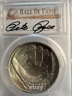 2014 P Baseball Hall Of Fame $1 Coin Pcgs Ms-70 Hand Signed By Pete Rose