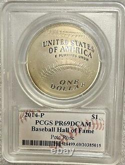 2014 P Baseball Hall Of Fame Poof Dollar PCGS PR69DCAM Pete Rose Signed BX4-24