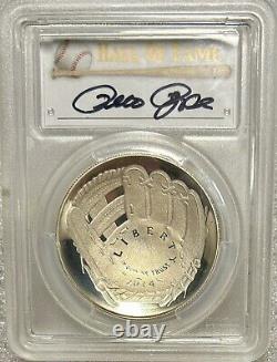 2014 P Baseball Hall Of Fame Poof Dollar PCGS PR69DCAM Pete Rose Signed BX4-24