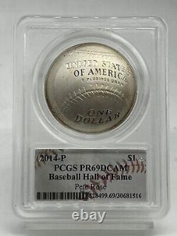2014-P Baseball Hall Of Fame Proof Silver Dollar PCGS PR69 DCAM Pete Rose Signed