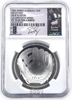 2014 P Baseball Hall of Fame Silver $1 Dollar NGC PF70 UC Buster Posey
