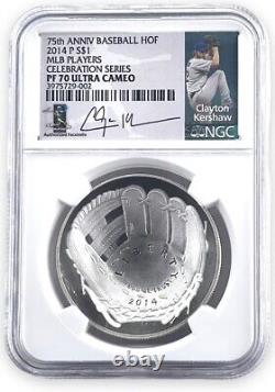 2014 P Baseball Hall of Fame Silver $1 Dollar NGC PF70 UC Clayton Kershaw