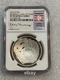 2014 P Baseball Hall of Fame Silver $1 Dollar NGC PF70 UCAM Eddie Murray Label