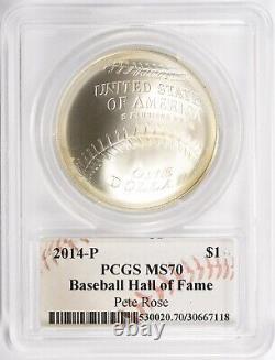 2014-P Baseball Hall of Fame Silver Dollar PCGS MS-70 (Pete Rose Signed Label)