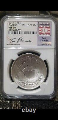 2014 P Ngc Ms70 Baseball Hall Of Fame Tommy Lasorda Commemorative Silver Coin
