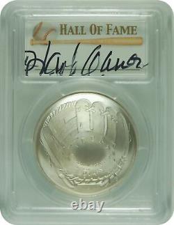 2014-P PCGS MS70 Baseball Hall of Fame Autographed HANK AARON $1 FS