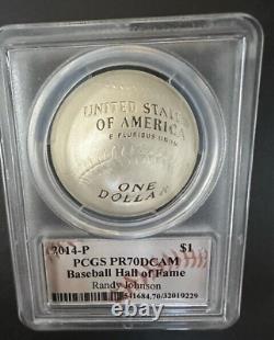 2014-P PCGS PR70DCAM Randy Johnson signed Baseball Hall of Fame Silver $1 Coin