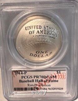 2014-P PCGS PR70DCAM Randy Johnson signed Baseball Hall of Fame Silver $1 Coin