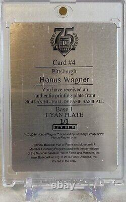 2014 Panini Hall Of Fame #4 Honus Wagner 1/1 Cyan Printing Plate Pirates HOF