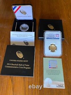 2014 United States Baseball Hall Of Fame 5Dollars Domed Gold Proof Coin NGC PF70