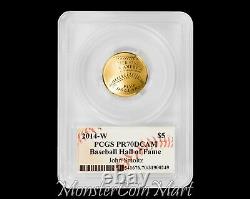 2014-W $5 Gold Baseball Hall of Fame PCGS PR70DCAM JOHN SMOLTZ AUTOGRAPHED