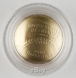 2014 W $5 Gold Coin Baseball Hall Of Fame GEM Brilliant Uncirculated +BOX & COA