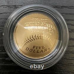 2014-W $5 US Mint Proof Gold Coin Baseball Hall of Fame HOF withBox Free Ship
