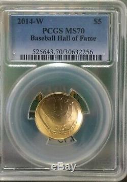 2014-W $5 Uncirculated gold Baseball Hall of Fame PCGS MS70 with OGP