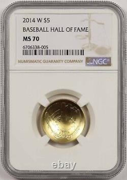 2014-W Baseball Hall of Fame $5 NGC MS 70 Gold Modern Commemorative