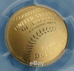 2014 W PCGS Proof 70 Deep Cameo GOLD Baseball Hall of Fame $5 Coin, PR 70 D-Cam