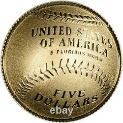 2014-W US Gold $5 Baseball Hall of Fame Commemorative Proof Coin in Capsule
