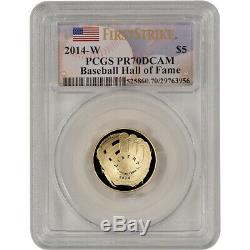 2014-W US Gold $5 Baseball Proof PCGS PR70 First Strike Hall of Fame Label