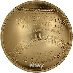 2014-W US Gold $5 National Baseball Hall of Fame Commemorative BU