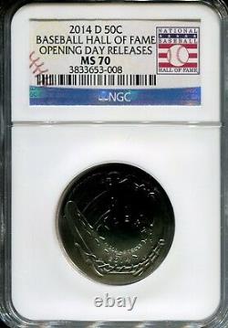 2014-p $1 Silver Baseball Hall Of Fame Ngc Ms 70 Opening Day Releases