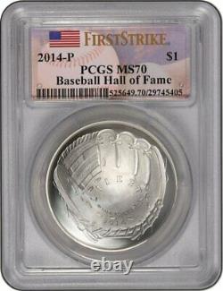 2014P Baseball Hall Fame HOF $1 SILVER MS 70 DCAM HANK AARON Hand-Signed